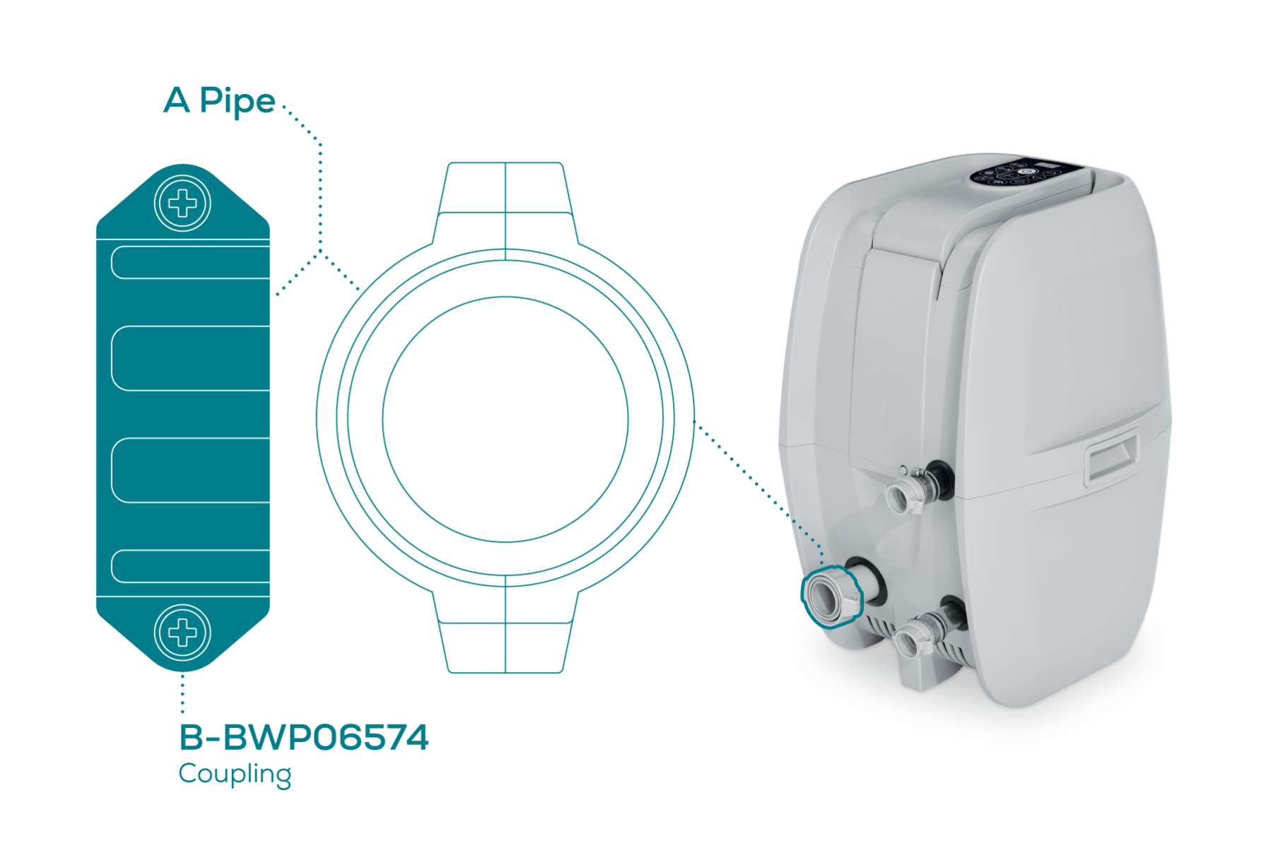 Inflation Coupling A Pipe - Airjet Pump/ChemConnect B Pipe - Hydrojet