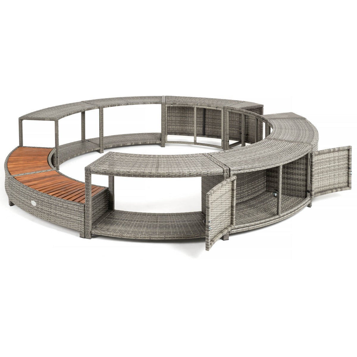 Round Rattan Hot Tub Surround 200cm Grey