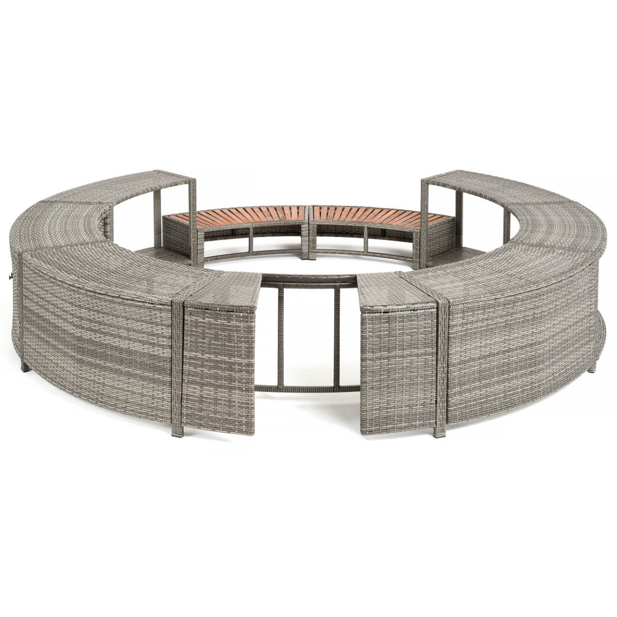 Round Rattan Hot Tub Surround 200cm Grey