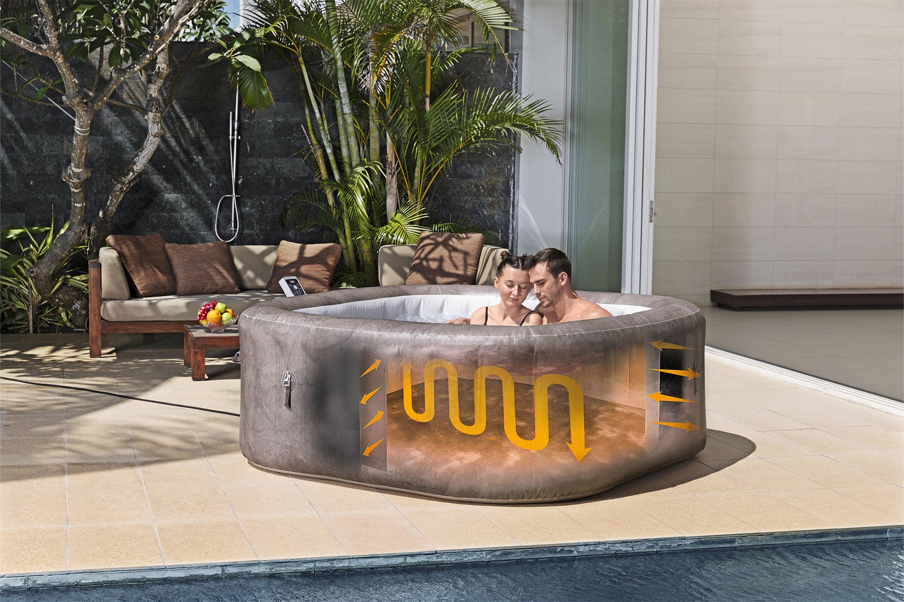 square inflatable energy saving hot tub