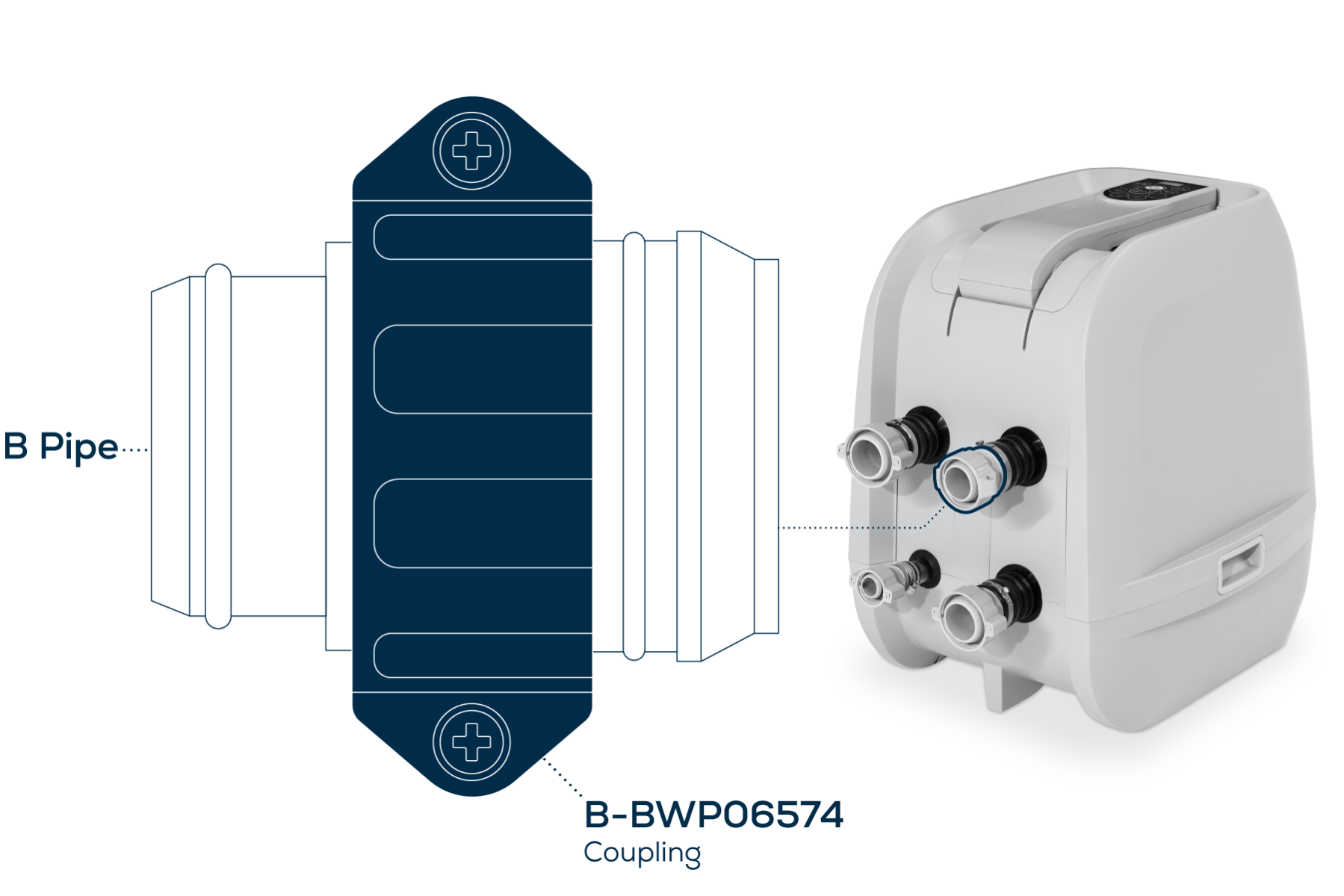 Inflation Coupling A Pipe - Airjet Pump/ChemConnect B Pipe - Hydrojet