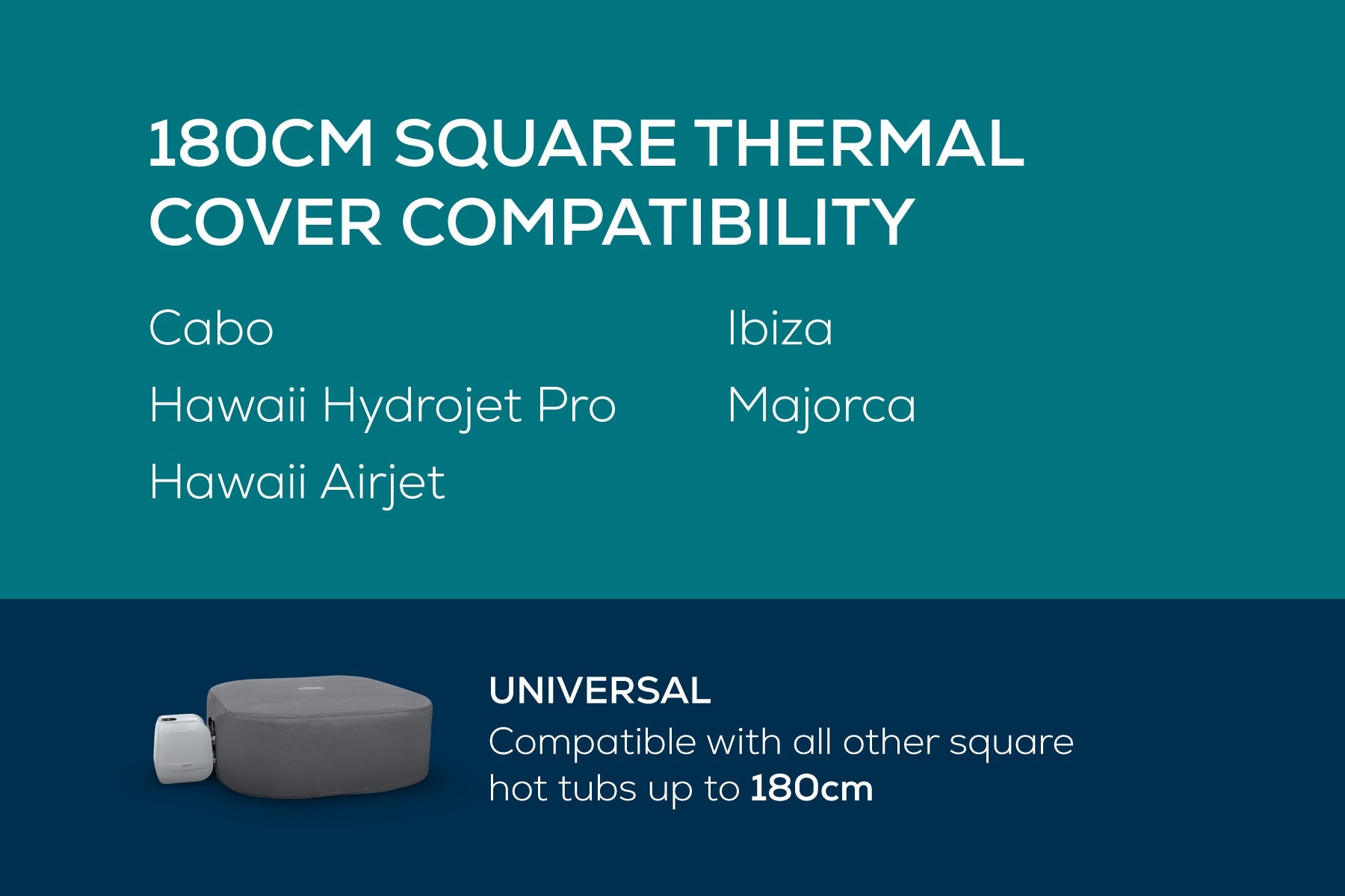 Square Thermal Hot Tub Cover - Small 180cm x 71cm