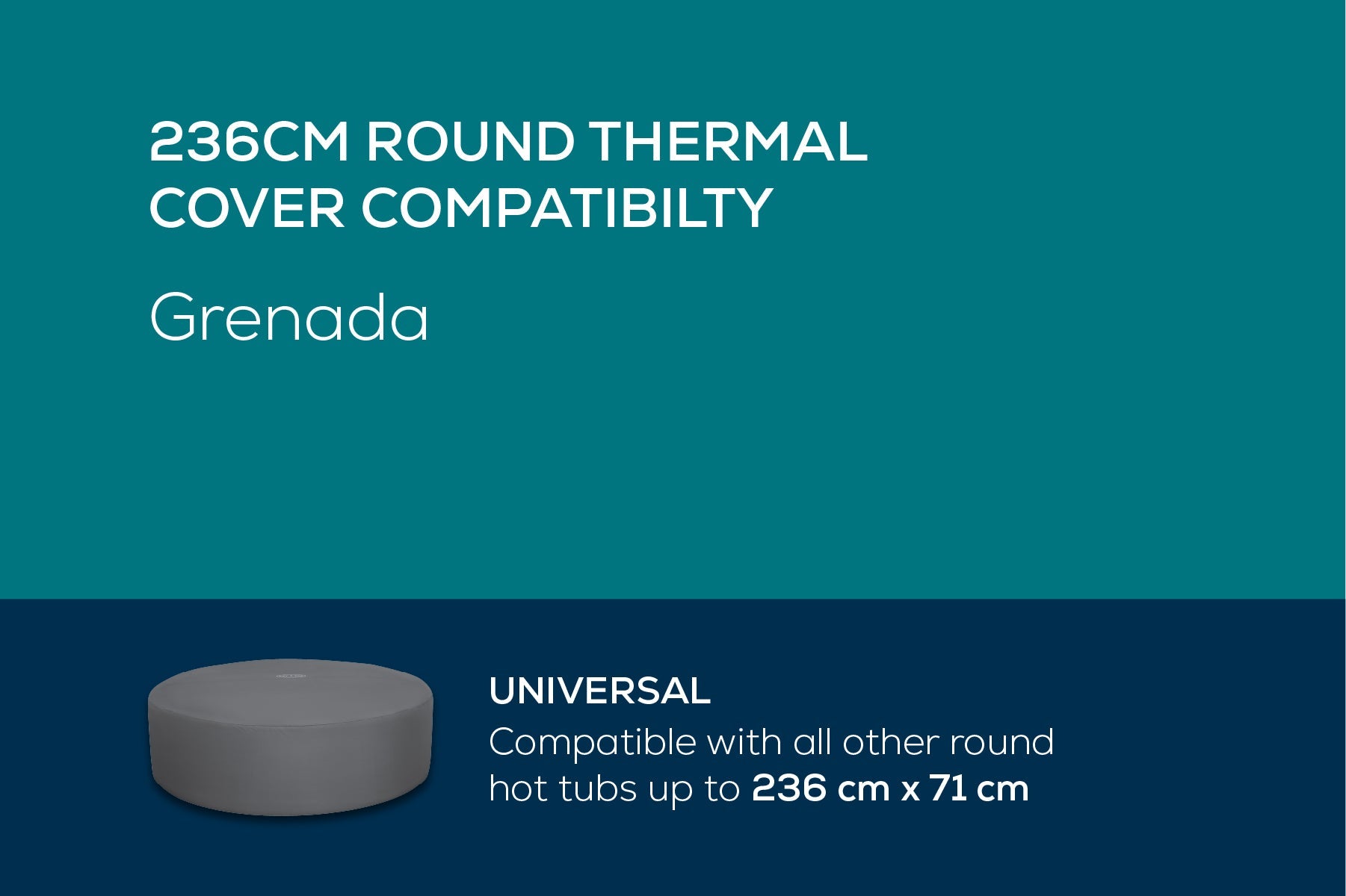 Round Thermal Hot Tub Cover - XXL 236cm x 71cm